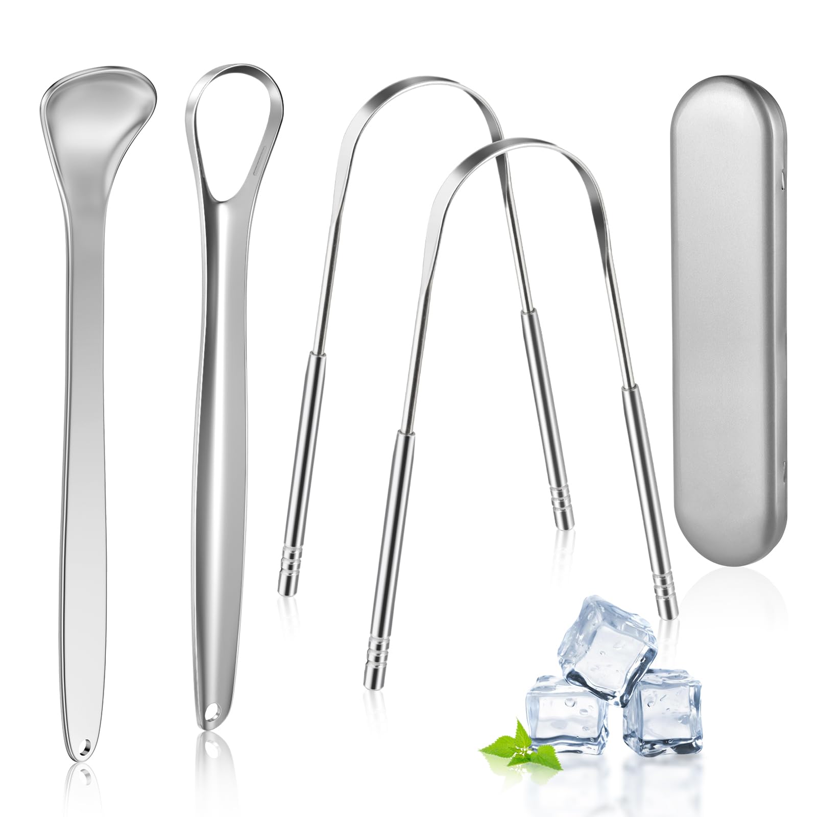 MORGLES conjunto 4 rascadores lengua metal para limpieza diaria eficaz.