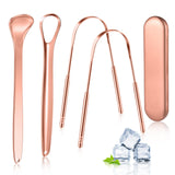 Raspador de lengua MORGLES, set de cuatro piezas con estuche portátil para viaje.