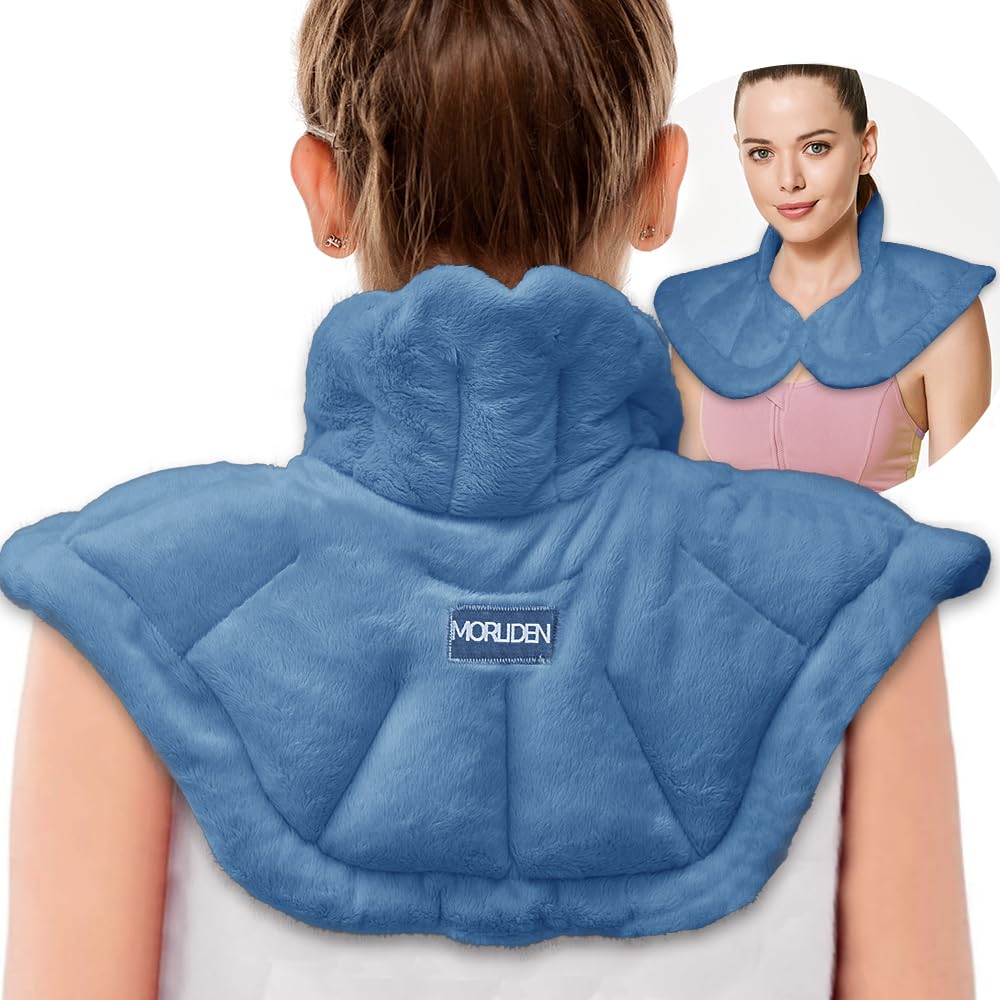 MORLIDEN almohadilla caliente para cuello y hombros con funda de minky suave, cobertura total.