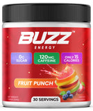 Morning Buzz polvo energía Fruta Punch para empezar el día con claridad.