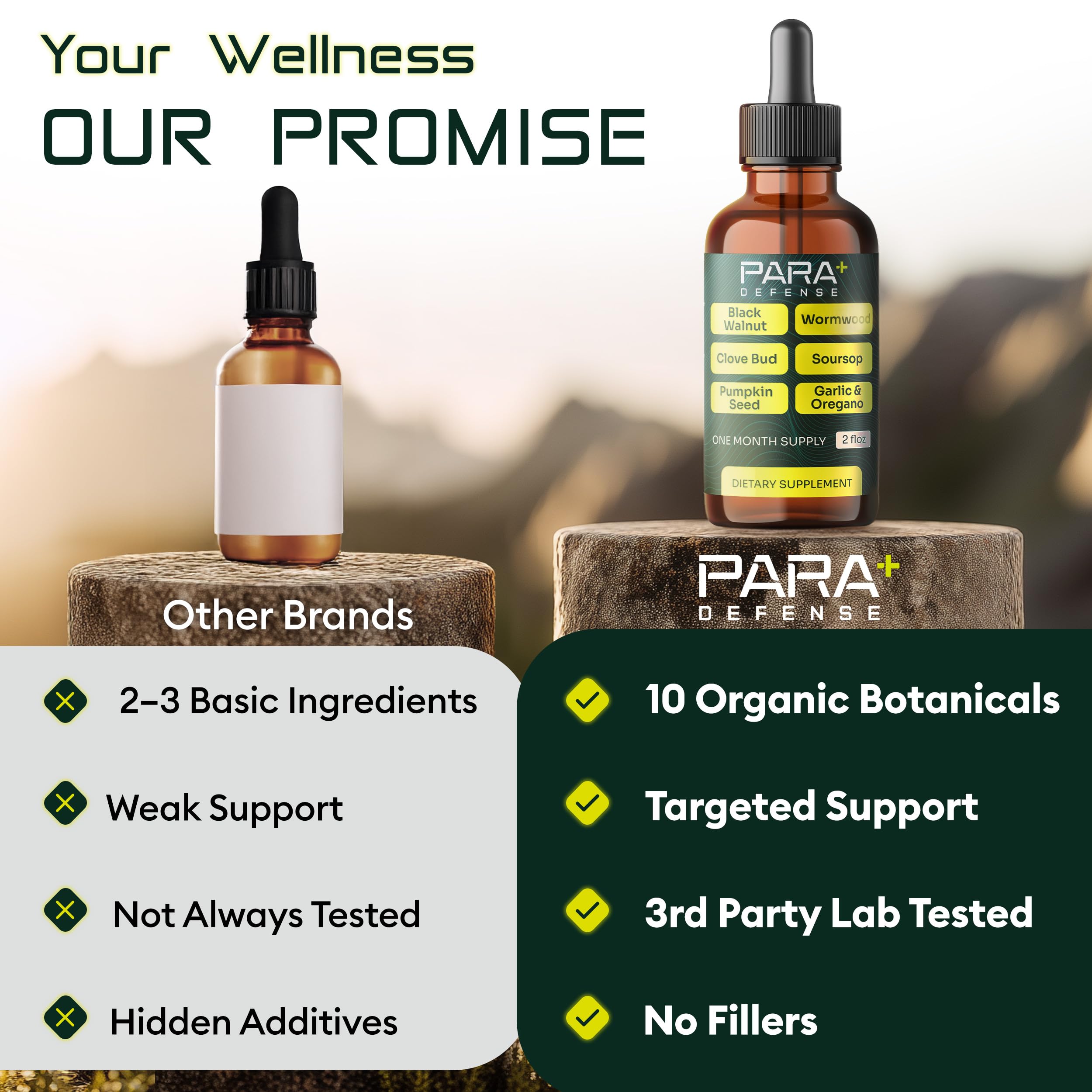 Morpha Organics Para Defense etiqueta - diseño facilita la medición de dosis.