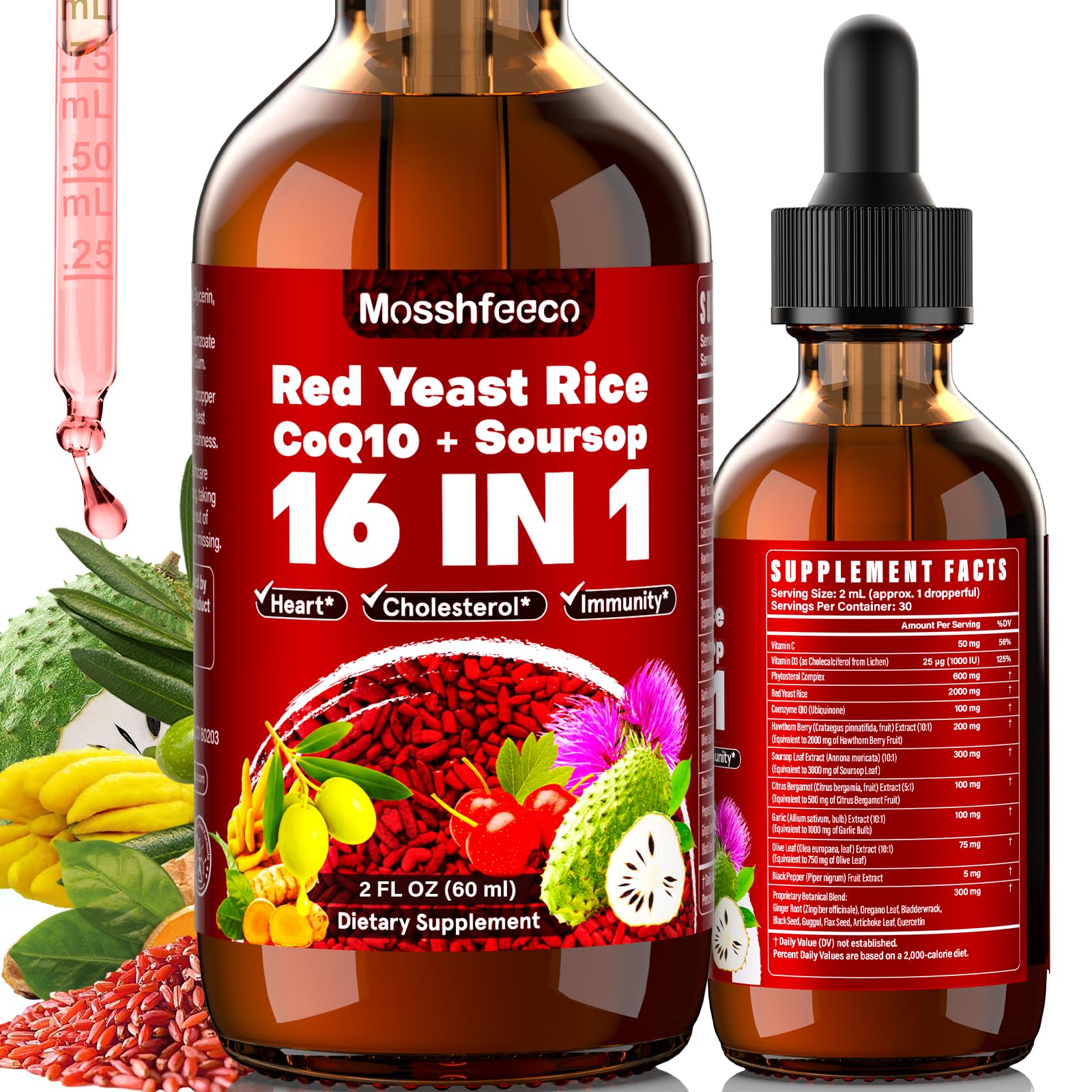 MOSSHFEECO Arroz de levadura roja en botella para consumo diario y apoyo a niveles saludables