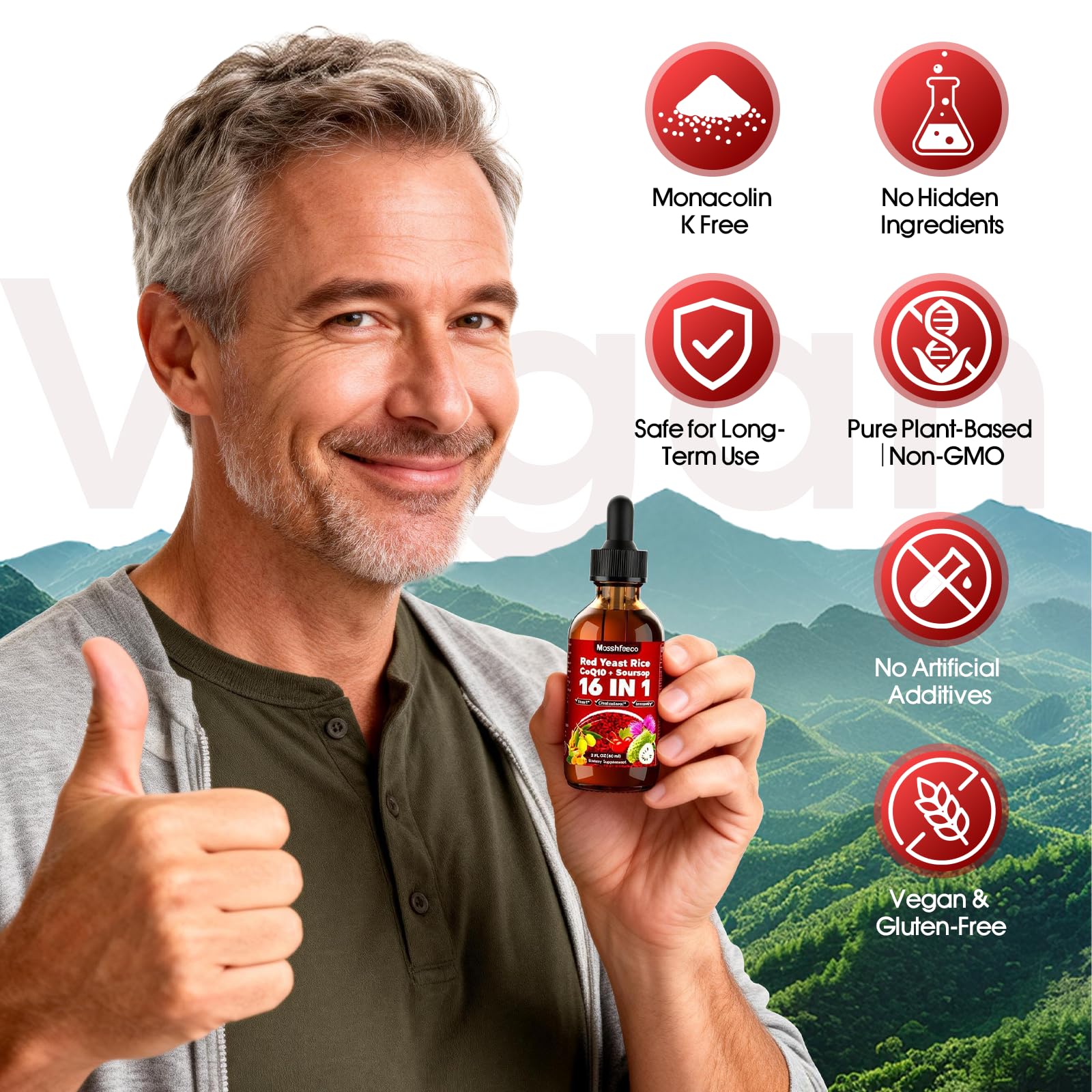 MOSSHFEECO Bayas de espino en mezcla herbal para apoyo cardiovascular