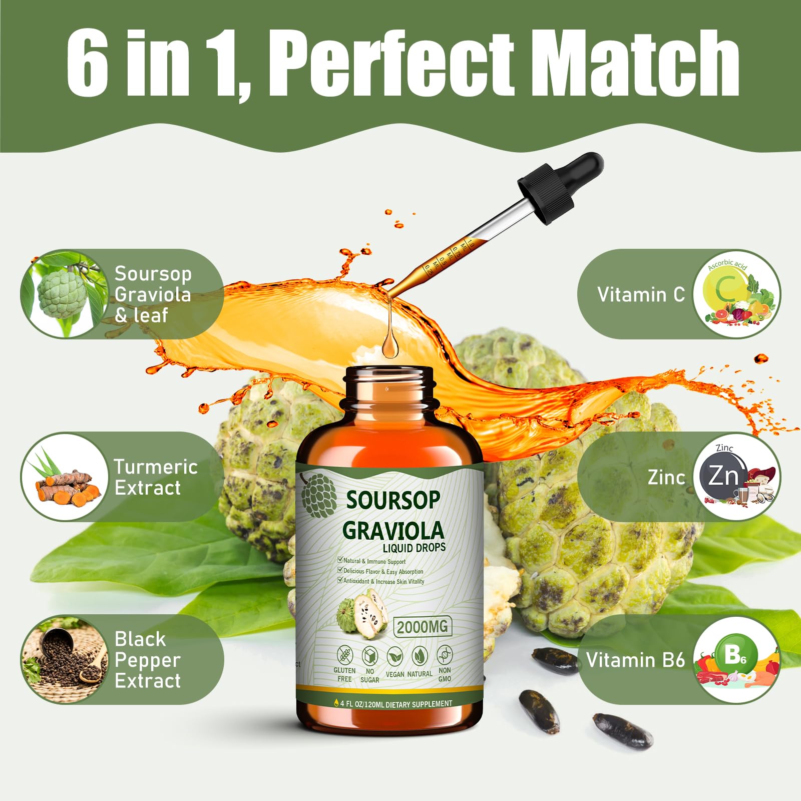 Mosslly hojas de graviola con antioxidantes naturales.