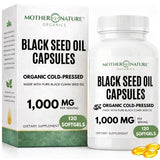 Mother Nature Organics aceite de semilla negra en cápsulas, posible apoyo inmune diario.