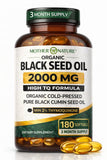 Mother Nature Organics aceite de semilla negra en botella, posible apoyo inmune diario.