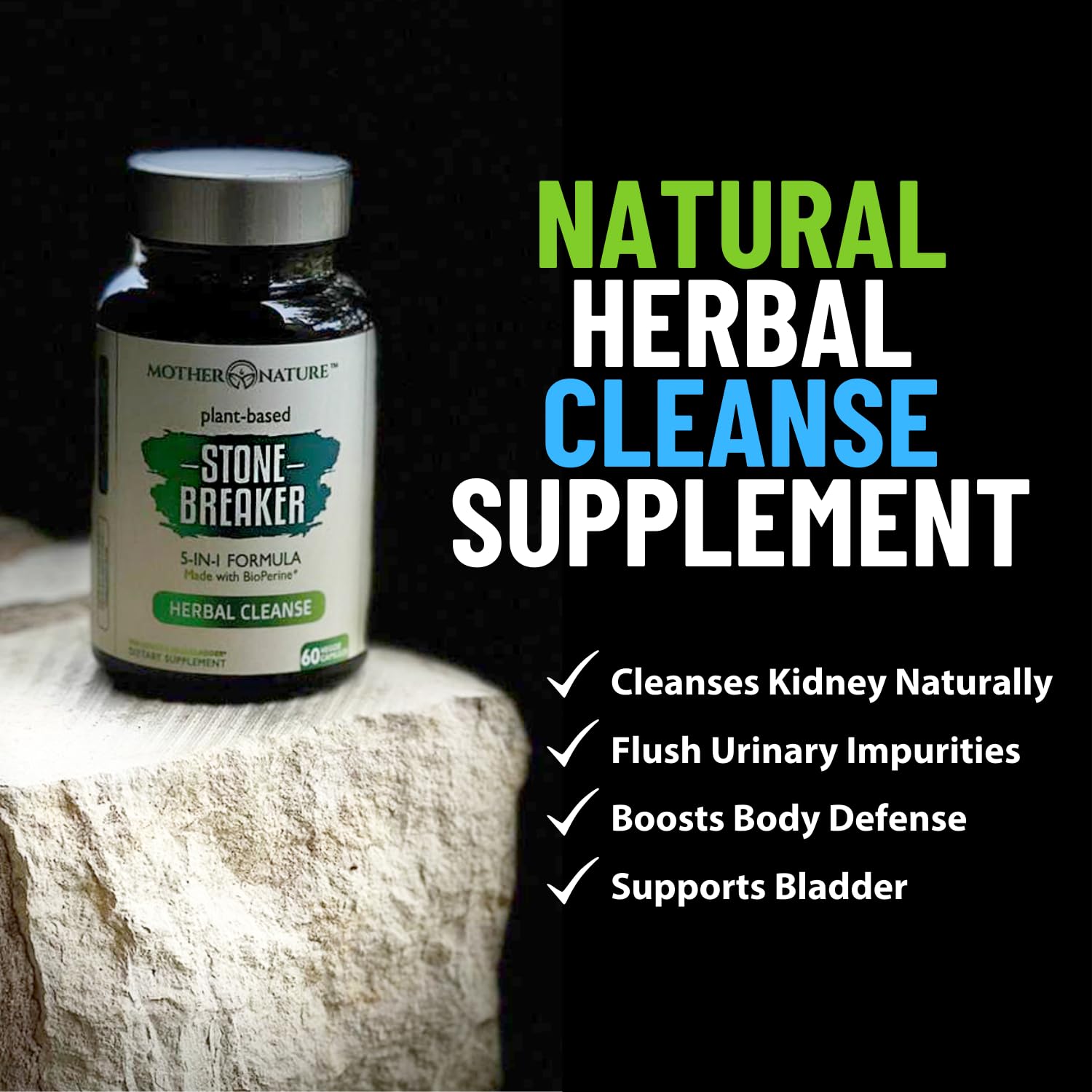 Mother Nature Organics chanca piedra cápsulas para limpieza natural