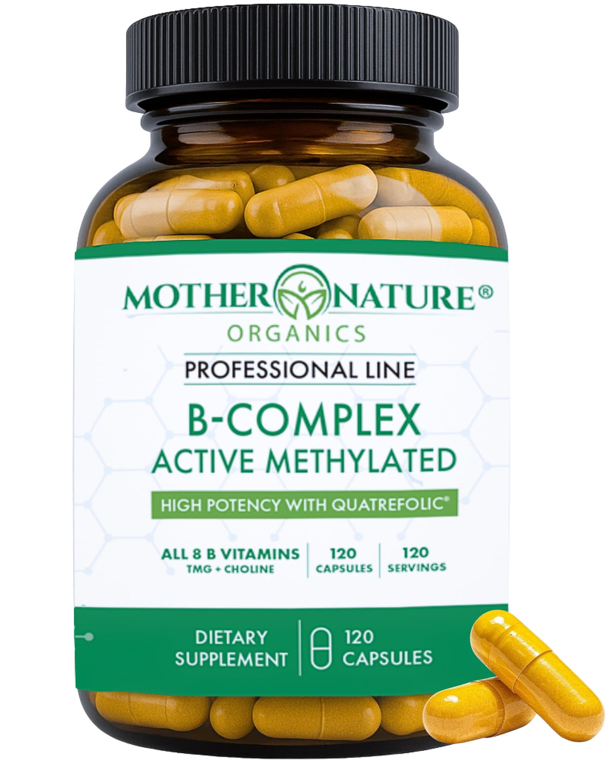 Mother Nature Organics Complejo B Metilado en un bote, apoyo a la energía diaria