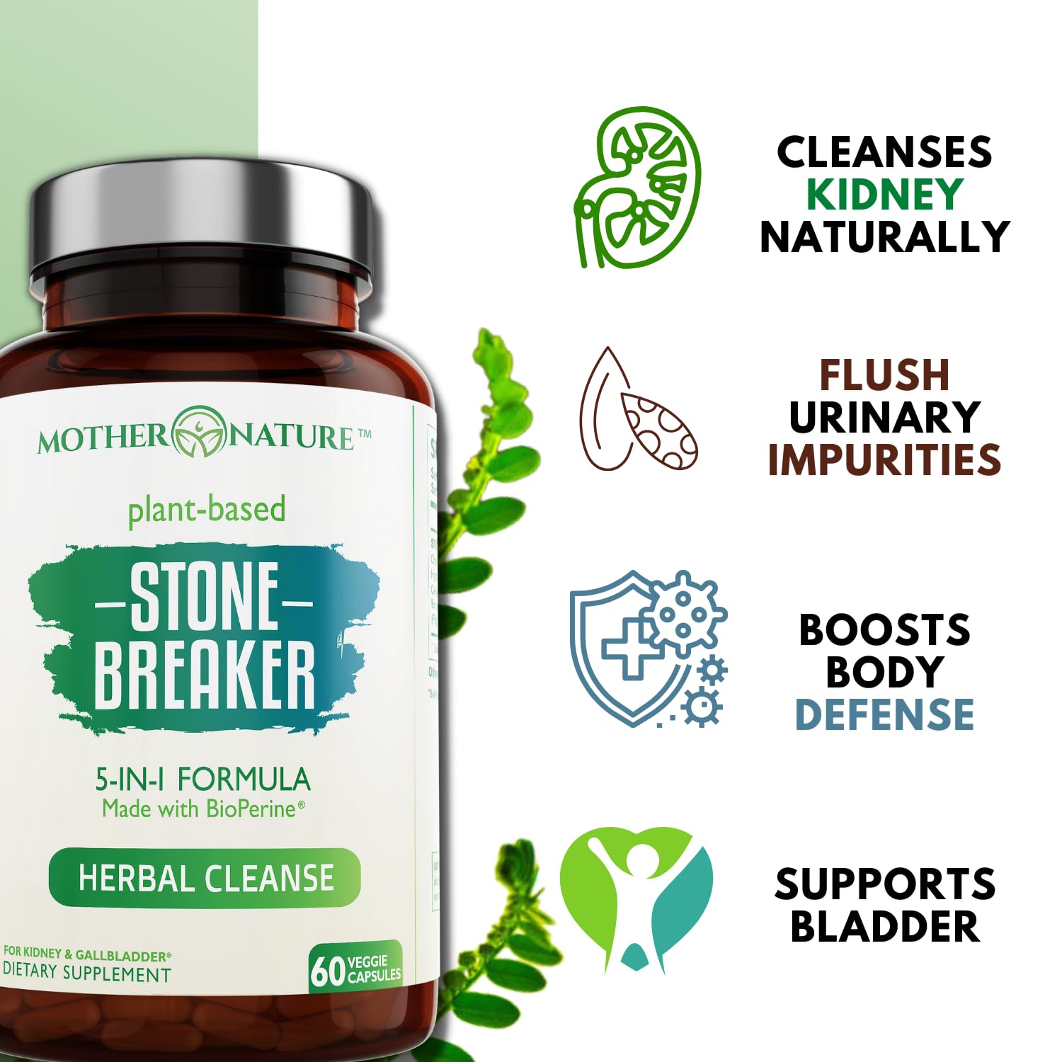 Mother Nature Organics glicina bororganica cápsulas para detox multiorgánico