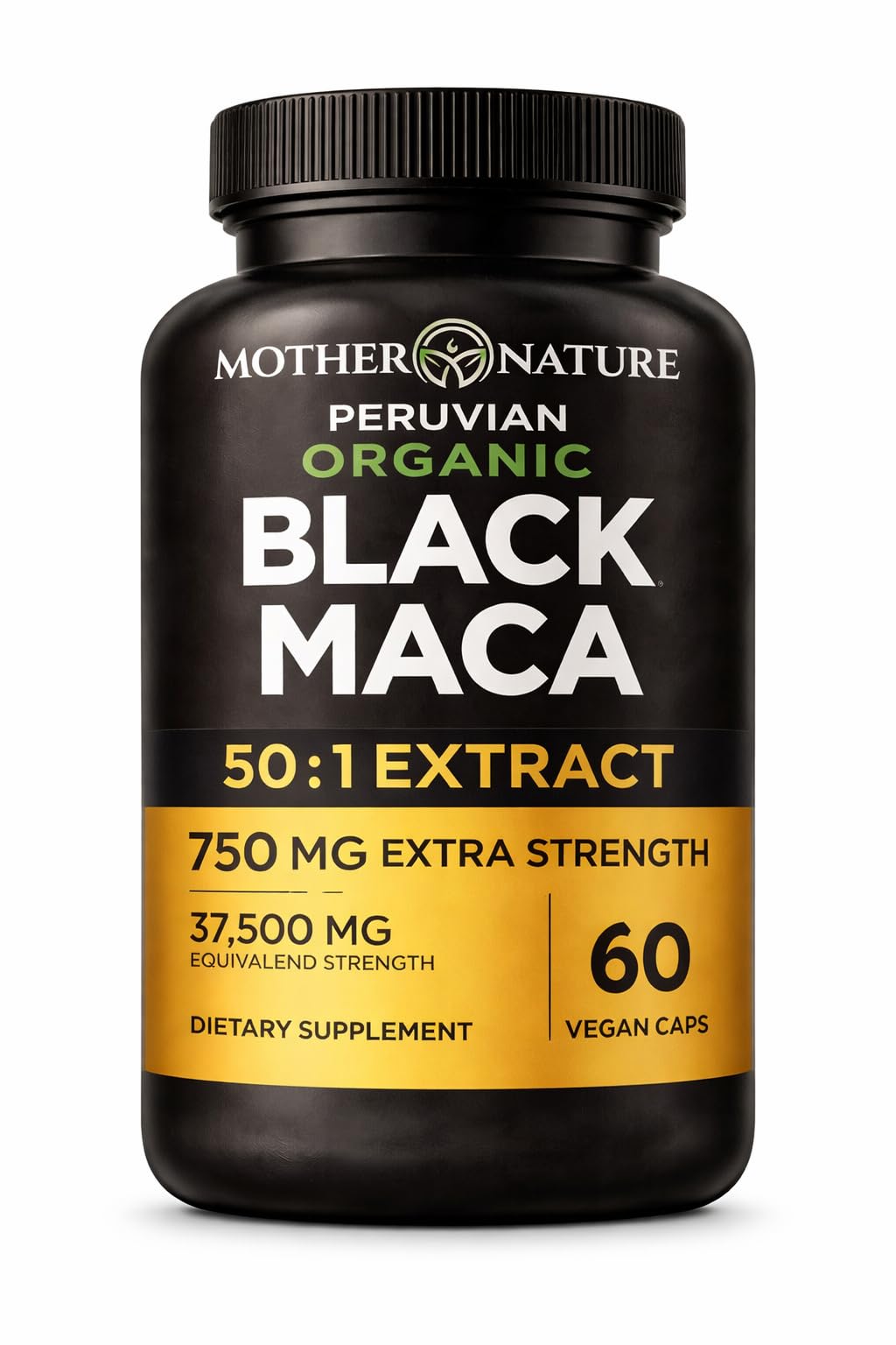 Mother Nature Organics maca negra 50:1 en cápsulas para energía diaria