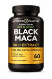 Mother Nature Organics maca negra 50:1 en cápsulas para energía diaria
