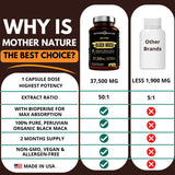 Mother Nature Organics maca negra 50:1 facilita foco y ánimo