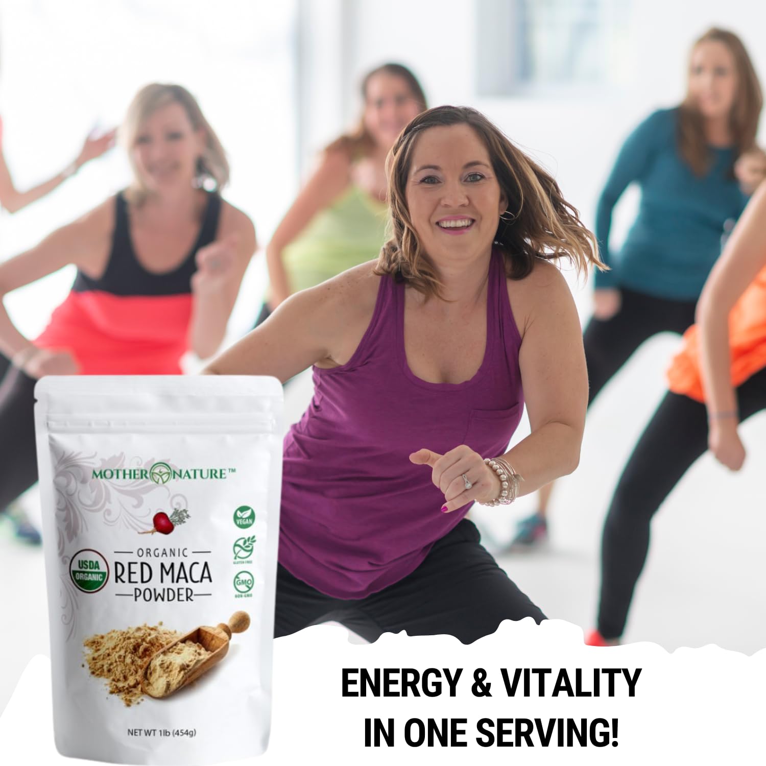 Producto vegano y sin OGM con Maca Roja Peruana de alta calidad.