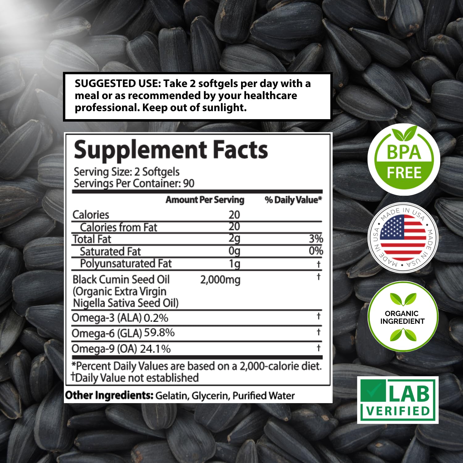 Mother Nature Organics origen turquía Nigella Sativa, prensado en frío.