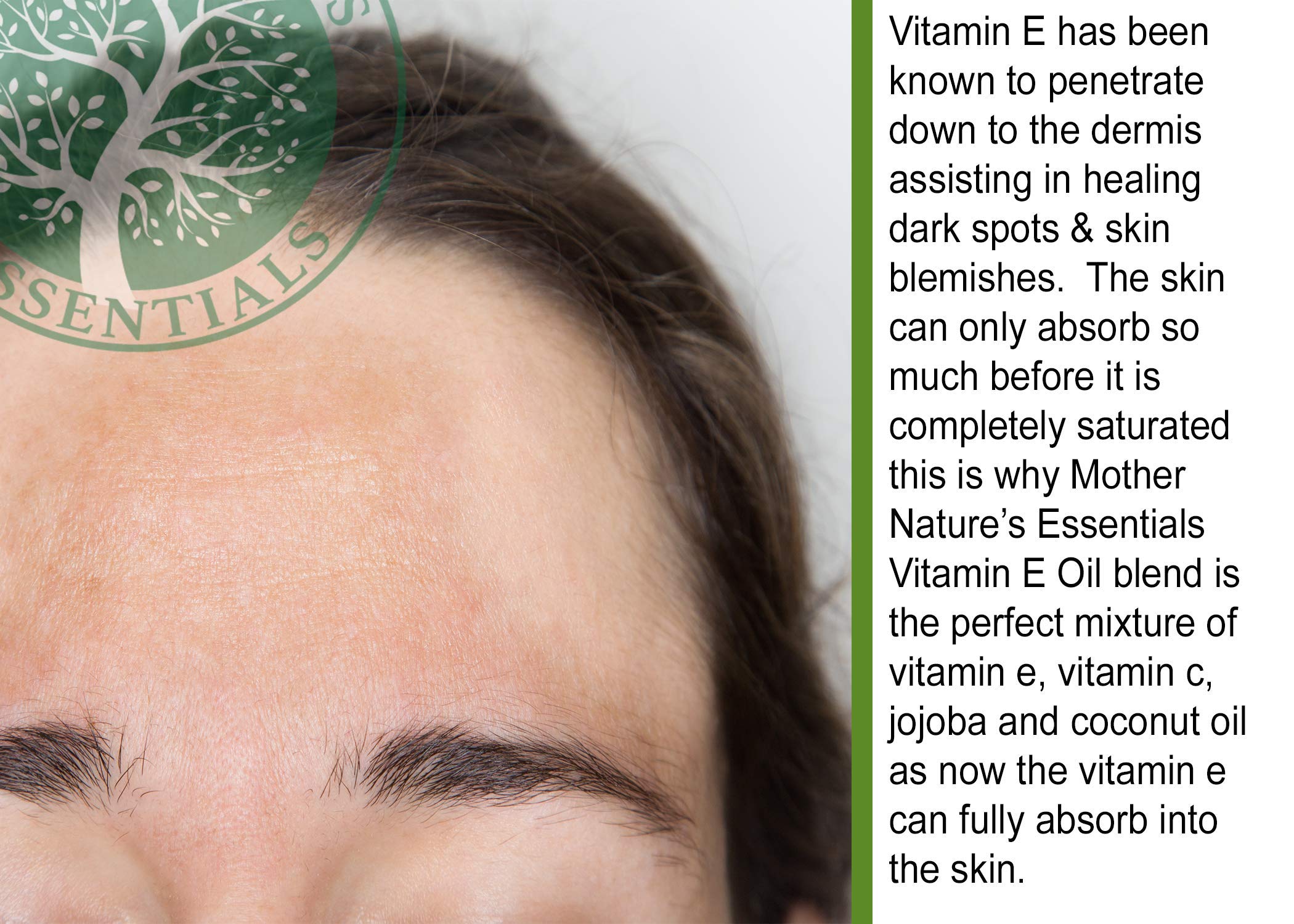 Aceite de Vitamina E de Mother Nature's Essentials, textura ligera y rápida absorción.