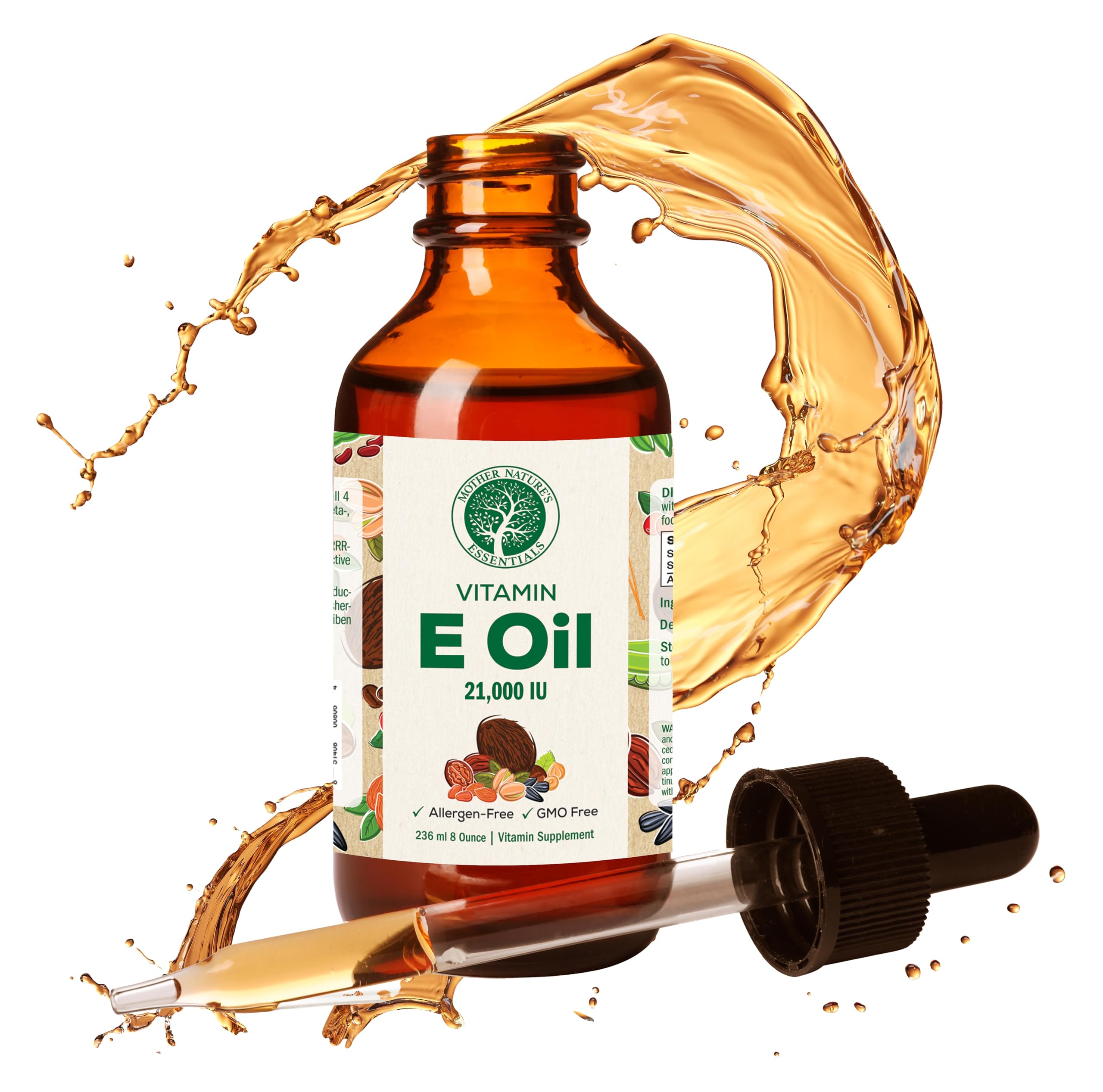 Mother Nature's Essentials Vitamina E 21000UI, bote 1 oz, uso diario