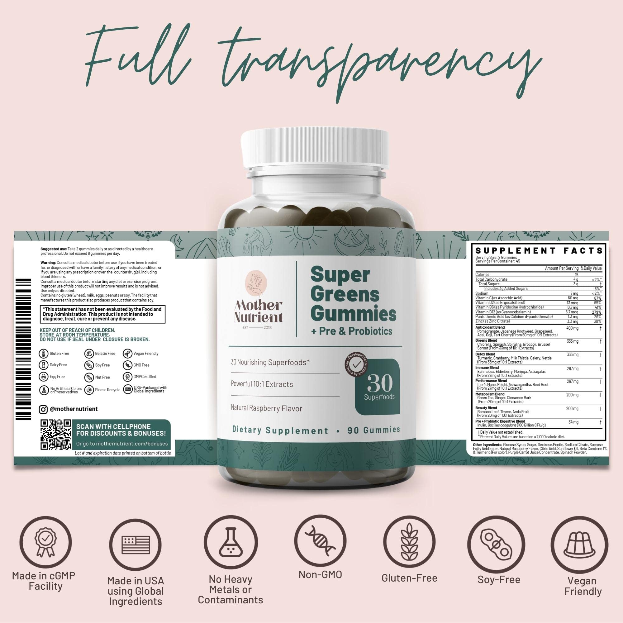 Uso diario con Mother Nutrient Super Greens para hábitos saludables en cualquier lugar.