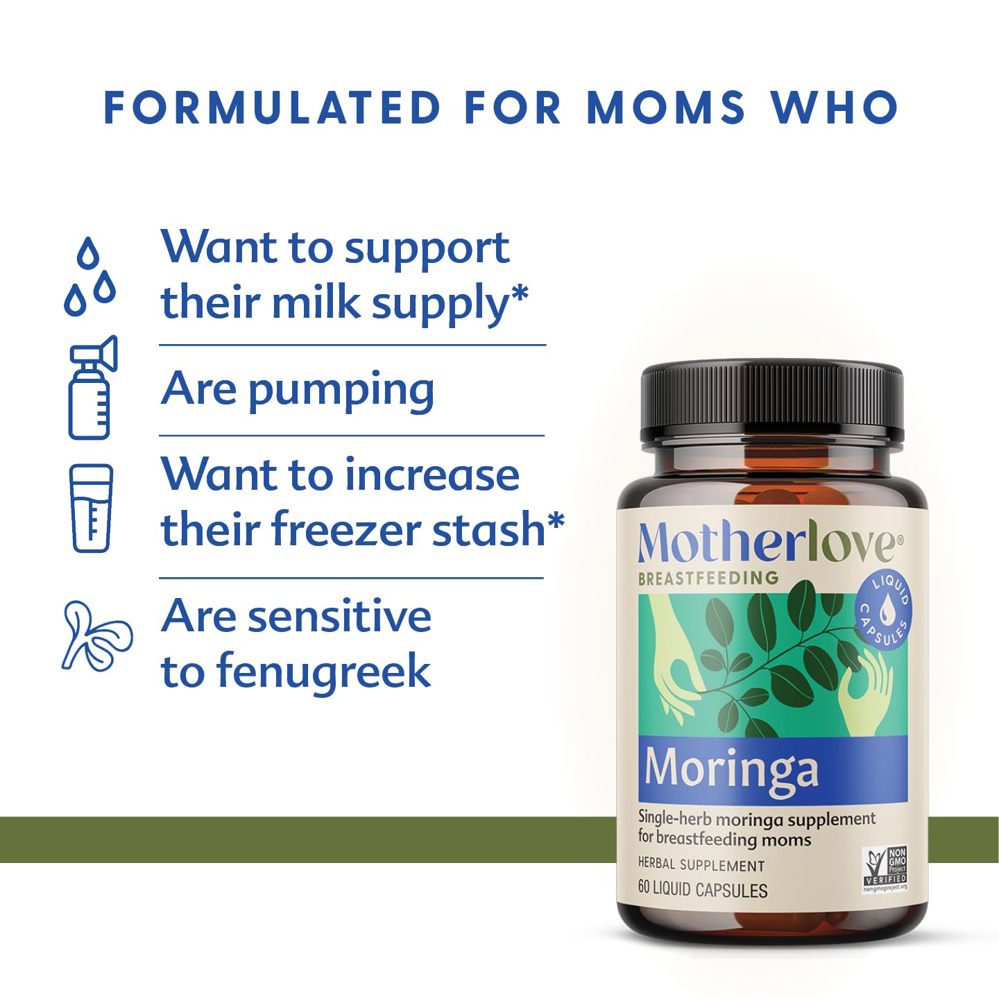 Motherlove Moringa: cápsulas líquidas fáciles de tomar durante el día