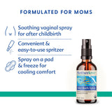 Motherlove spray orgánico, etiqueta visible, cuidado posparto natural