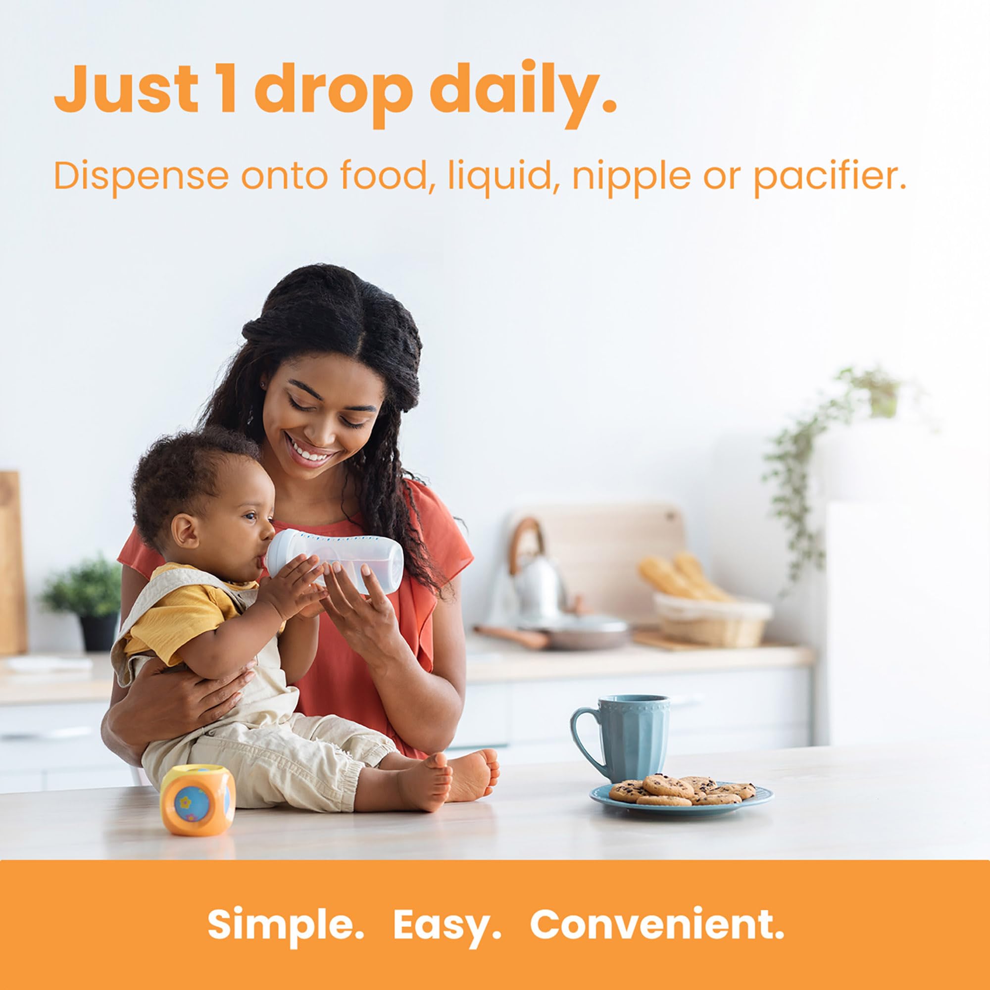 Dosis de vitamina D de Mother's Promise con pipeta para uso diario.