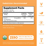 Etiqueta vegana certificada de Mother's Promise en envase de vitamina D.