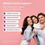 Familia usando hierro líquido de Mother's Promise en su rutina diaria.