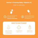 Aplicación diaria en biberón o boca del bebé con gotas de Mother's Promise.