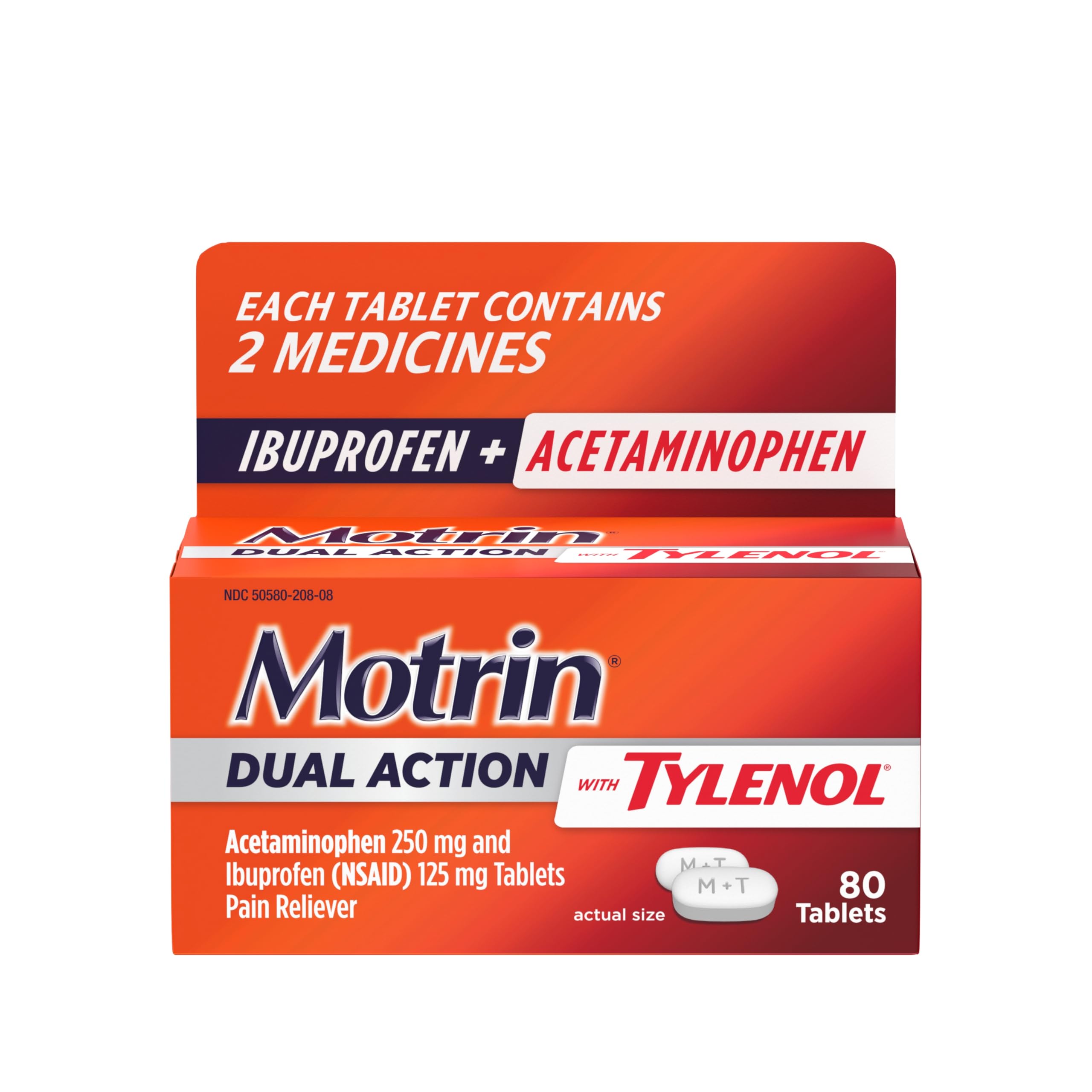 Motrin Dual Action Tylenol: tabletas para alivio rápido del dolor leve en casa.