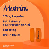 Motrin IB 200 mg tabletas alivio fiebre y molestias generales de forma confiable.