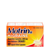 Motrin IB Migraine Relief, botella de 80 cápsulas para alivio rápido de migraña en casa