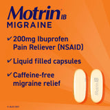 Motrin IB Migraine Relief sin cafeína, opción libre de estimulantes