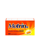 Motrin IB tabletas de 200 mg, enfoque en tabletas, para aliviar molestias leves rápidamente.