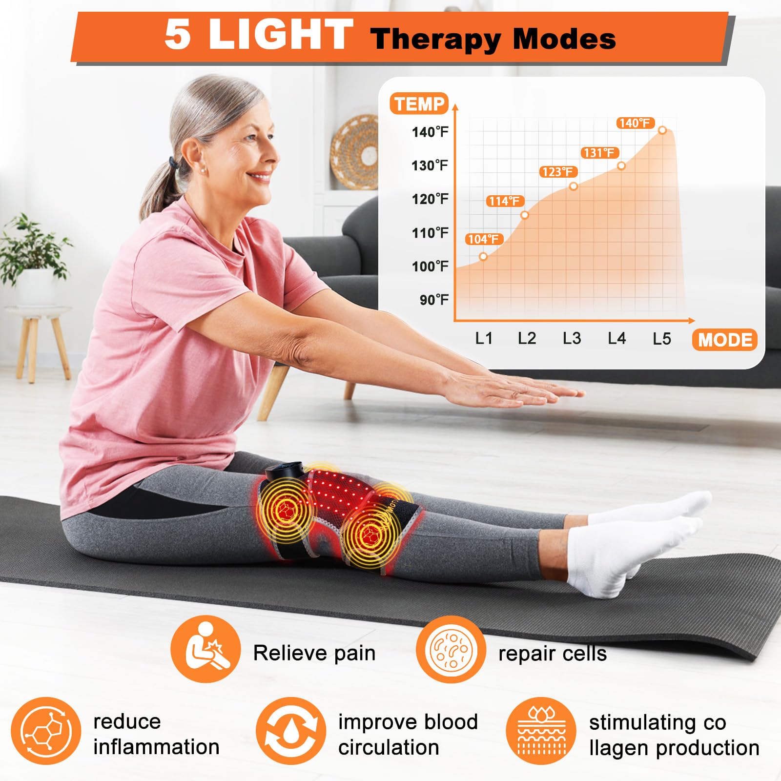 MOTUSANA calor ajustable para comodidad y alivio suave en la rodilla