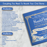 MouthFlora enjuague bucal probiótico, vaso para enjuague diario suave.