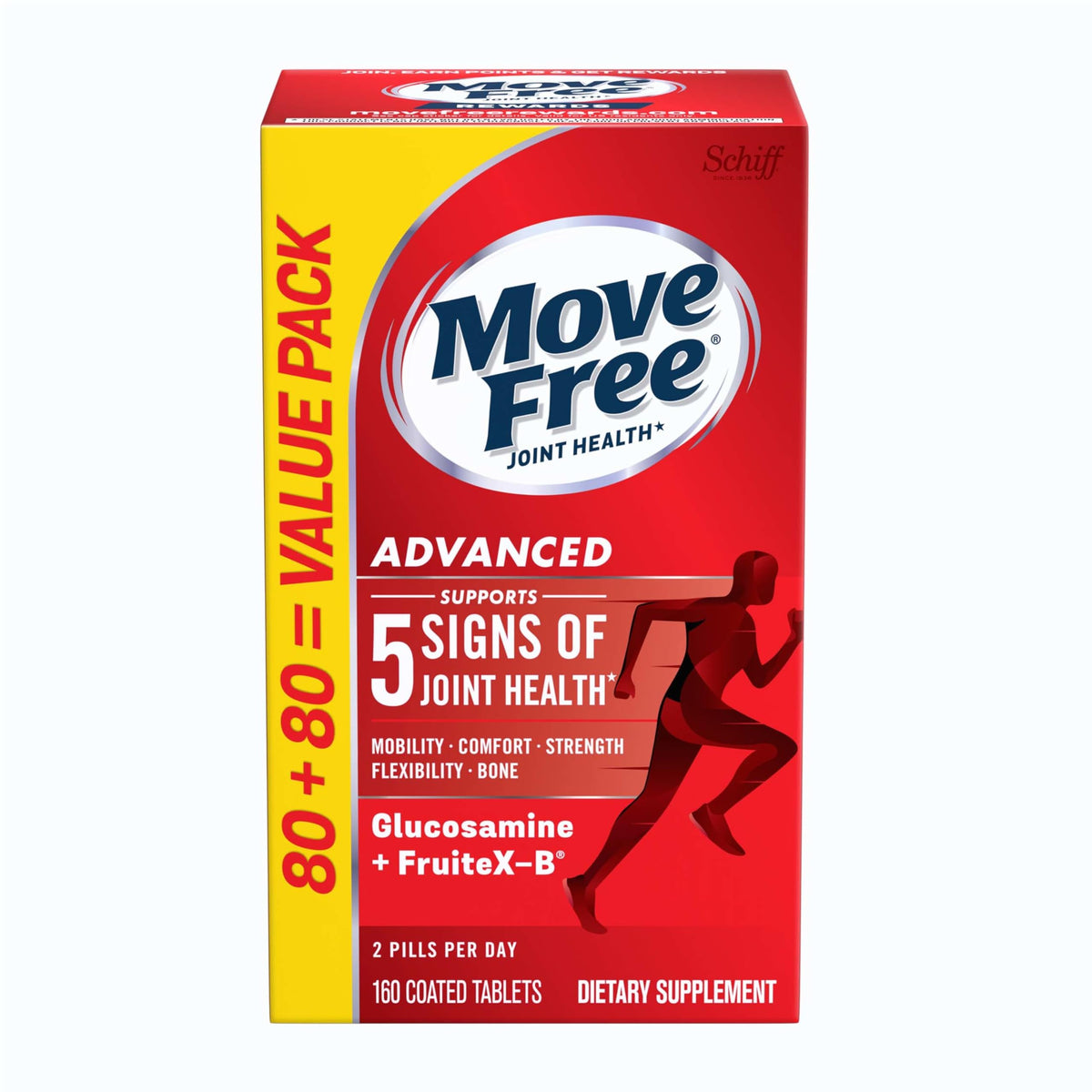 Move Free Advanced etiqueta frontal, transmite confianza y claridad del producto.