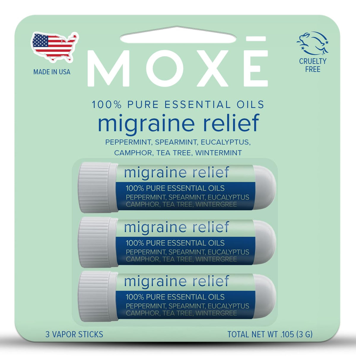 MOXE inhalador-nasal alivia migraña en uso rápido.