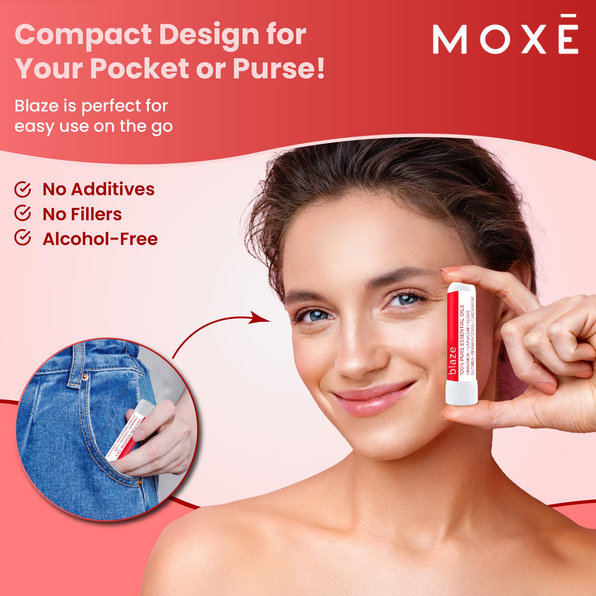 MOXE Blaze Nasal Stick ofrece duración prolongada para momentos de calma.