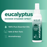 MOXE botella spray cerca de la ducha para crear vapor aromático en la ducha.