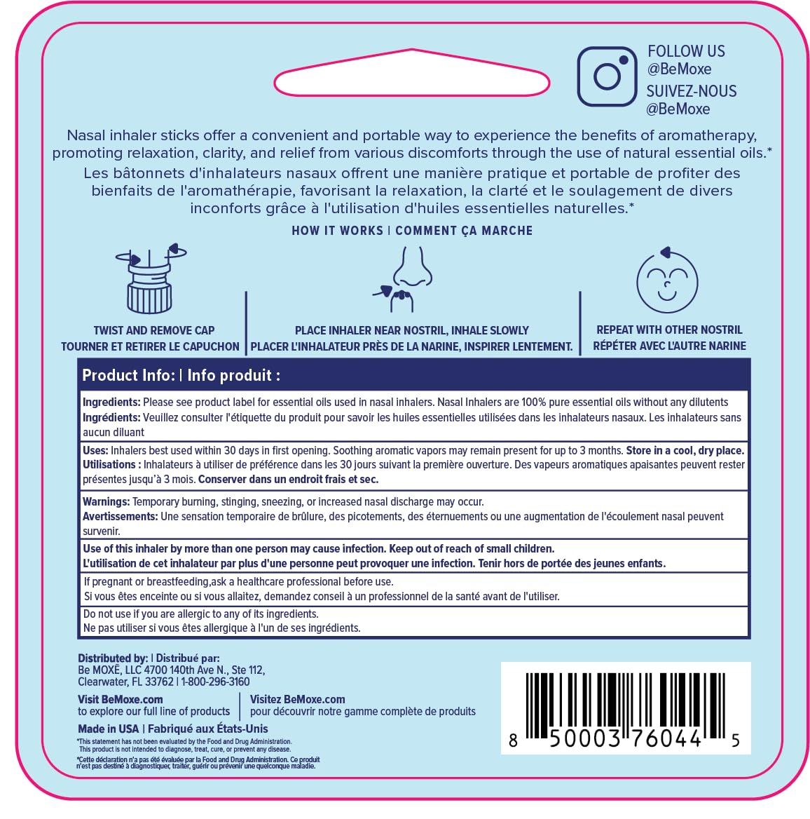 MOXE Dream Inhalador nasal, acercamiento a aceites esenciales para aromaterapia suave.