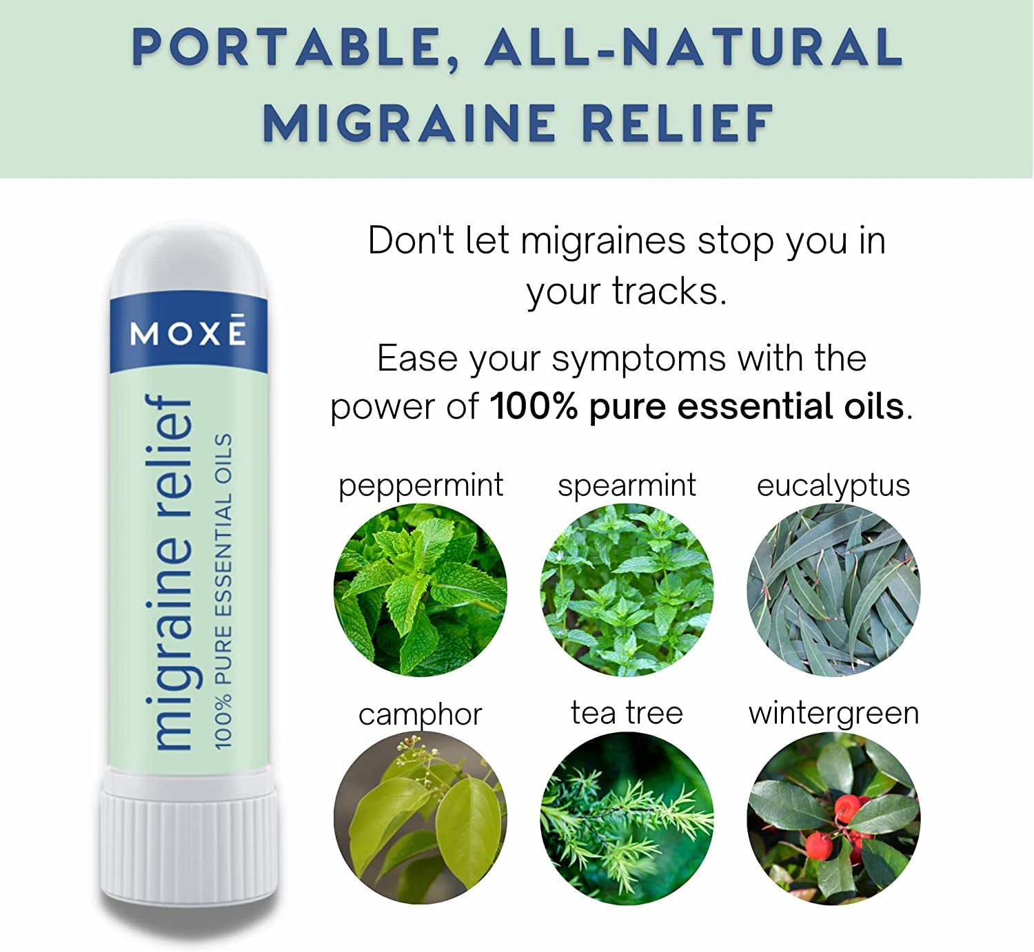 MOXE inhalador nasal aroma mentolado, sensación de frescura instantánea.