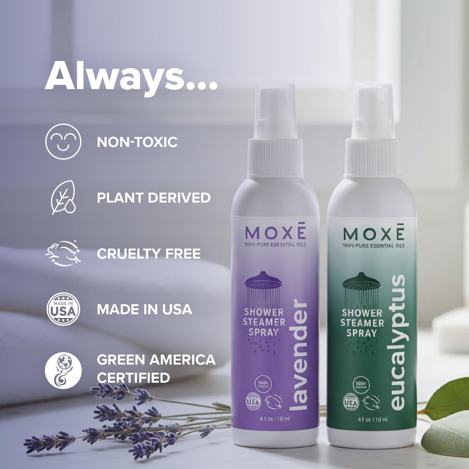 MOXE zona de ducha relajante, ideal para rituales diarios de cuidado personal.