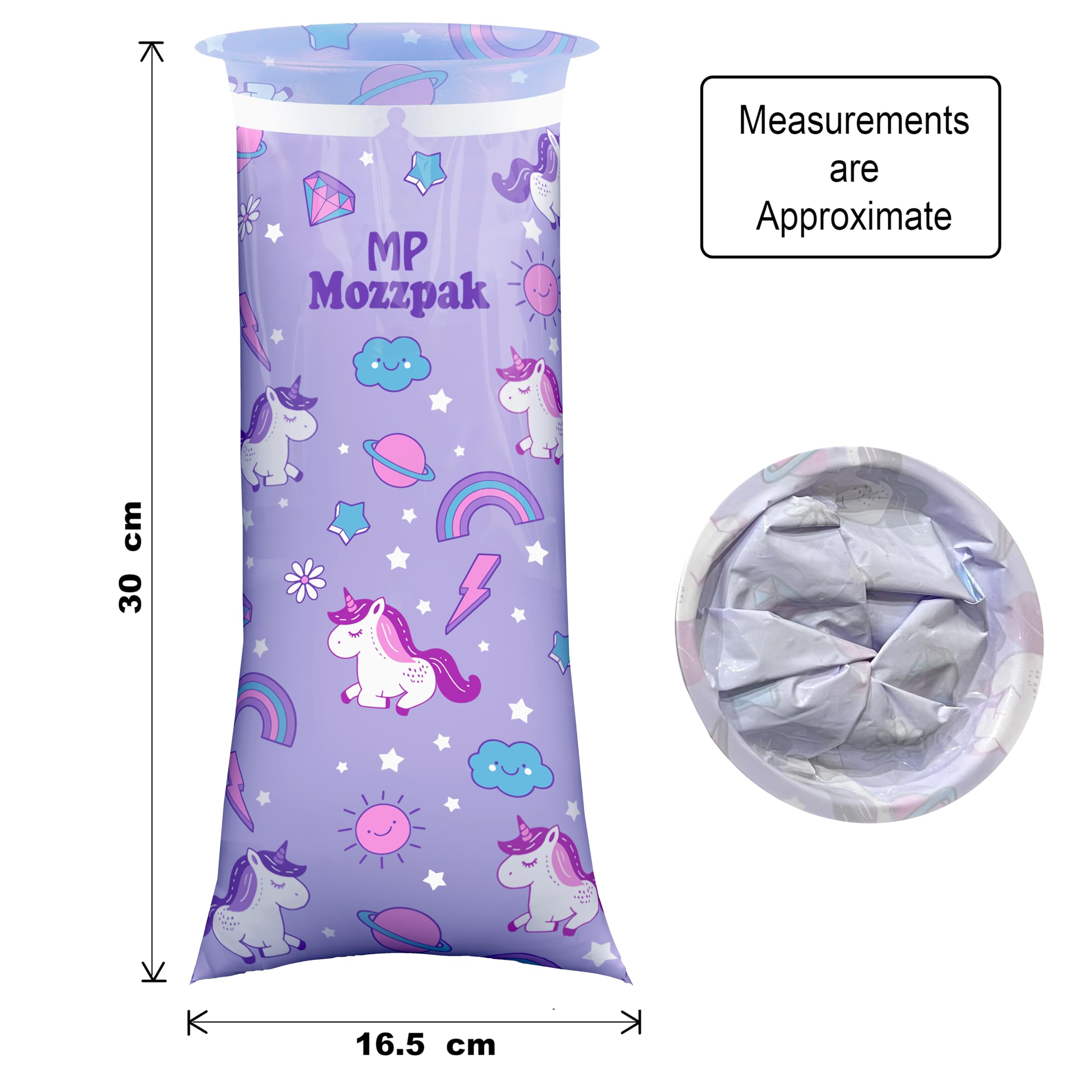 Bolsas MP Mozzpak a prueba de fugas, seguridad para niños y adultos.