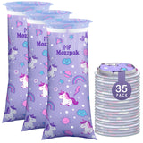 Bolsas MP Mozzpak con diseño unicornio, ideales para viajes y tranquilidad.