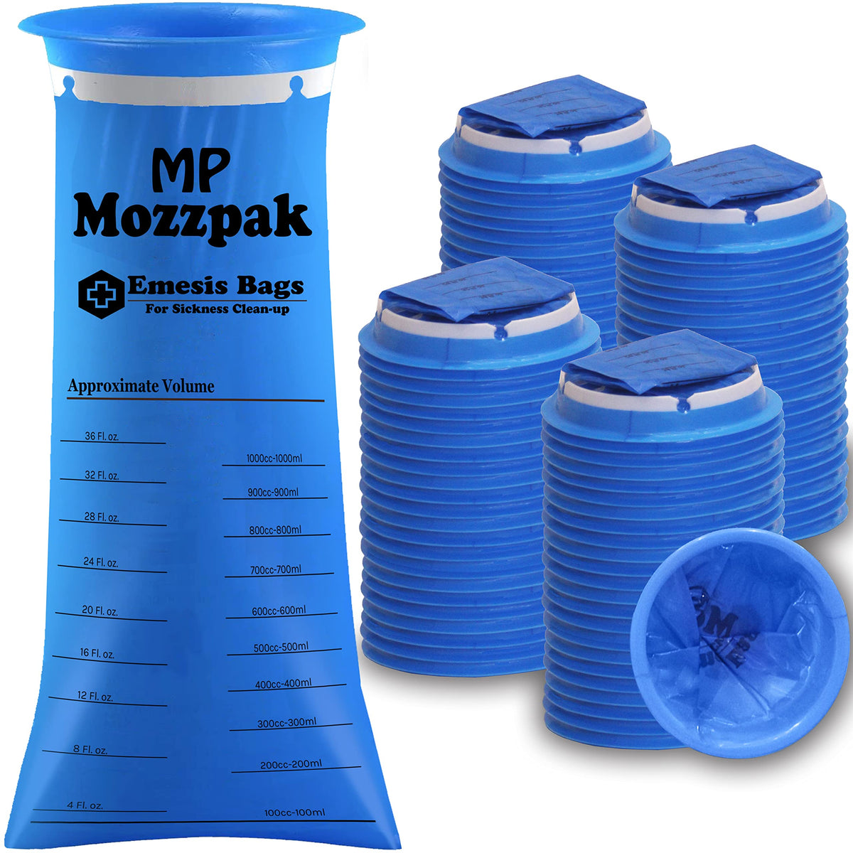 MP MOZZPAK bolsas-vomito 1000 ml: resistentes y sin fugas para viajes.