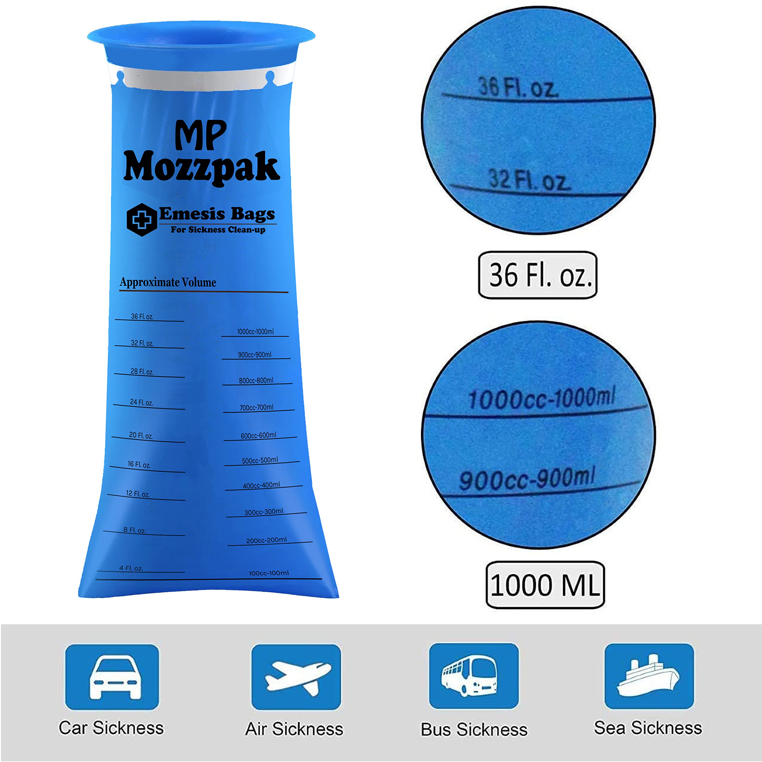 Bolsas MP MOZZPAK portátiles, enfoque conveniencia en avión o coche.