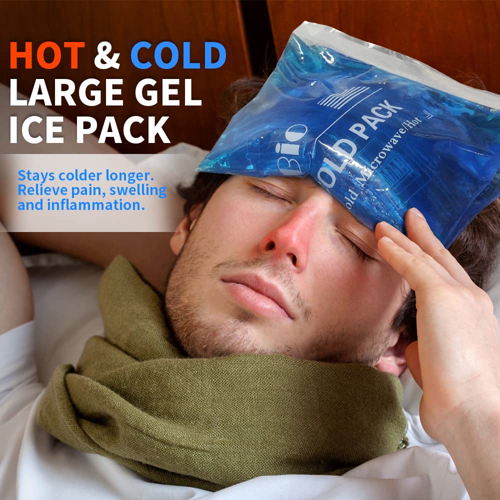 MR.ICE compresa de gel extra grande, flexible al congelar para áreas grandes.