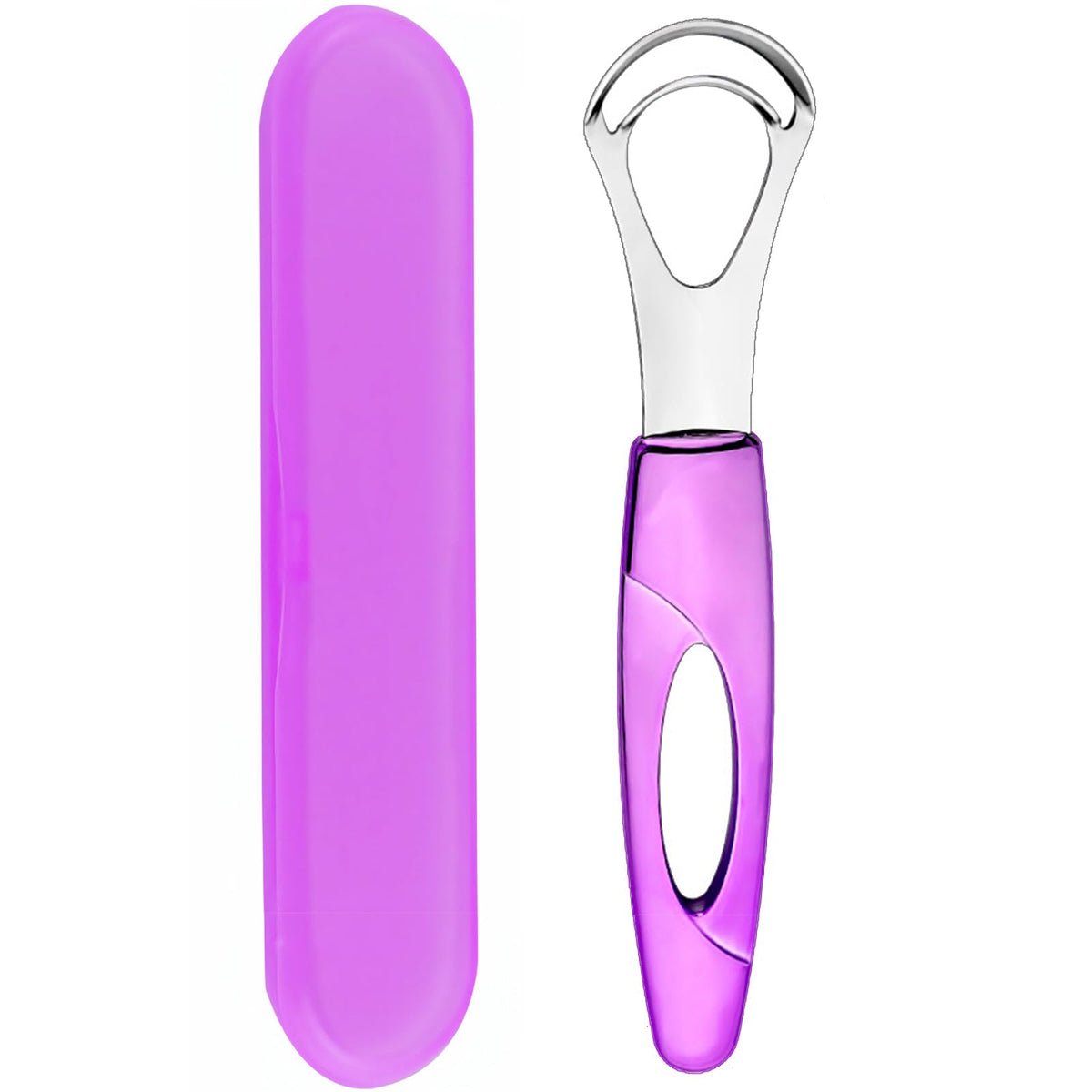 Raspador de lengua MR LION morado para uso diario en casa.