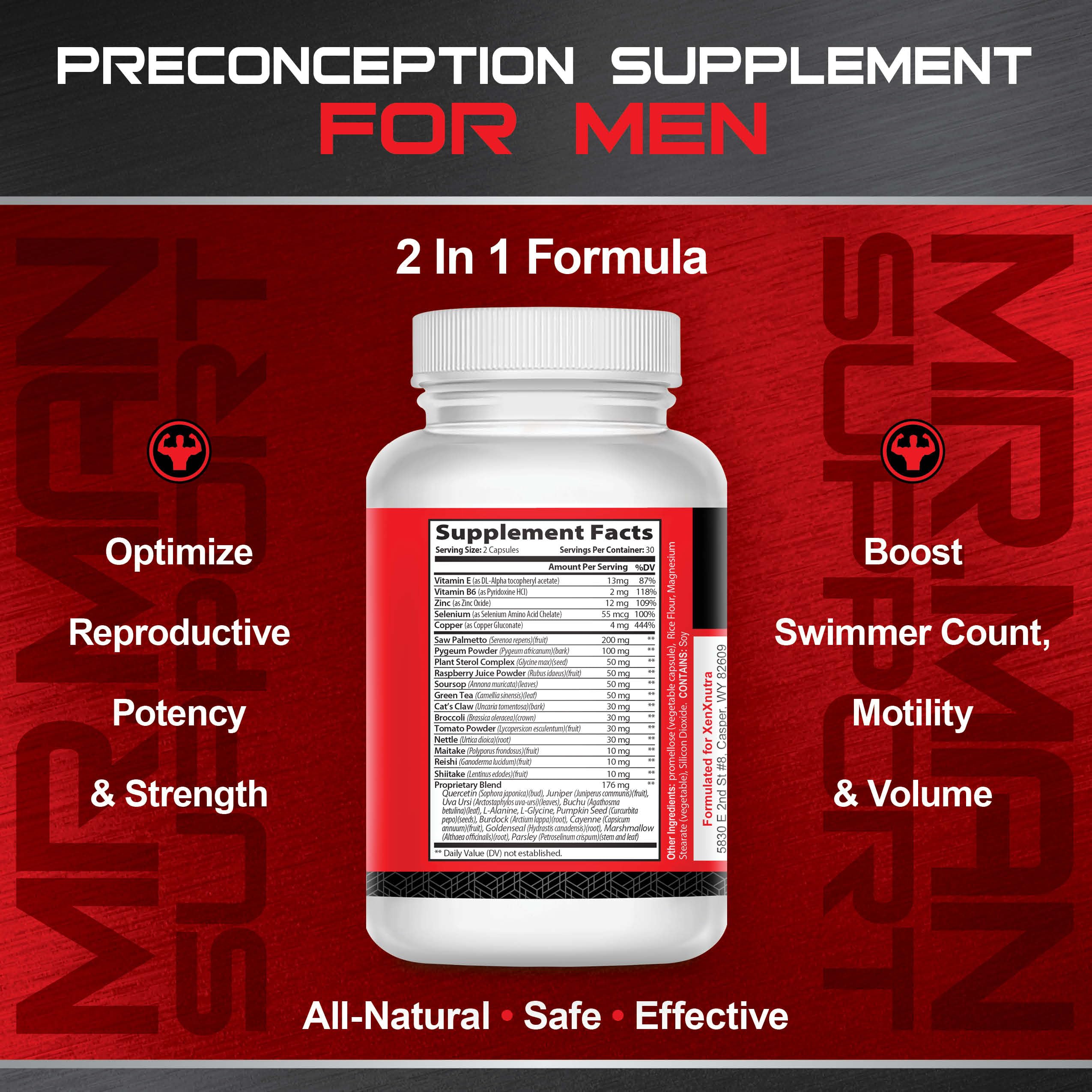 Ingredientes naturales de Mr. Man Support para equilibrio hormonal y bienestar.