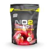 MRI NO2 Black botella frontal, ideal para bombeo muscular y rendimiento.