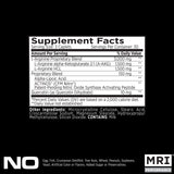 MRI Performance NO2 etiqueta en primer plano, destaca fórmula original para rendimiento sostenido.